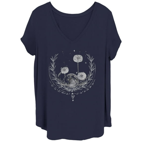 Juniors' Dandelions And Moon Crescent Tee Color: Navy Size: 2X