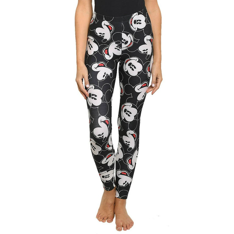 Juniors Disney Mickey Mouse Faces Leggings All-Over Print Stretch (Size  Small)