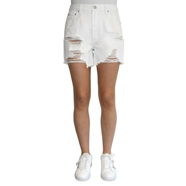 Juniors' Distressed Denim Shorts White 9