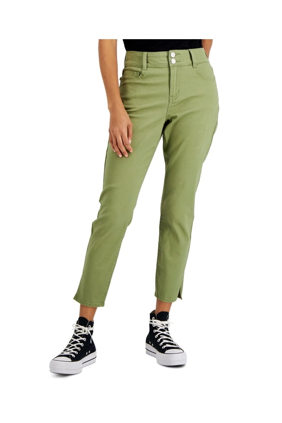 Juniors' Double-Button Skinny Jeans Sage 7
