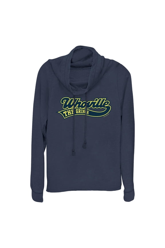 Juniors The Grinch Whoville Varsity Cowl Neck Sweatshirt