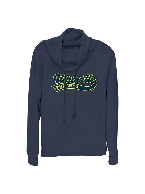 Juniors The Grinch Whoville Varsity Cowl Neck Sweatshirt