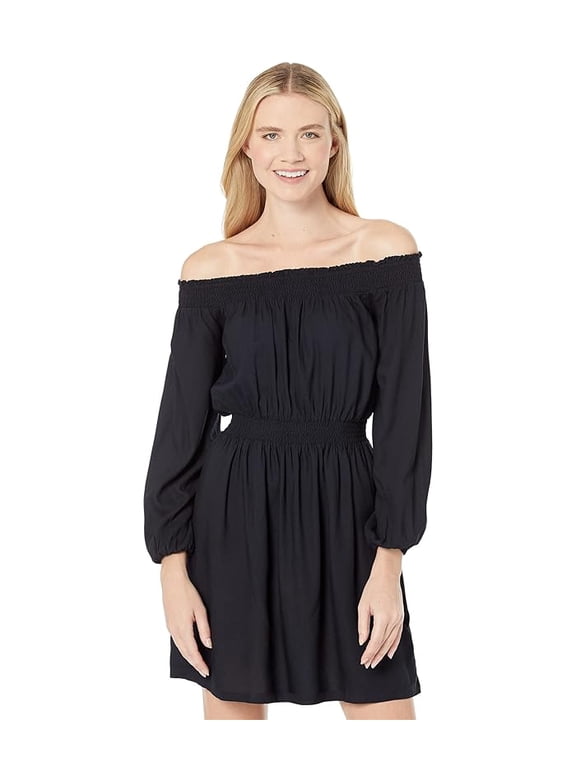 Juniors' Dream Escape Smocked Off-The-Shoulder Dress