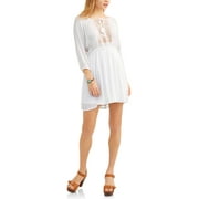 NEW LOOK Juniors' Embroidered Tie Front Dress