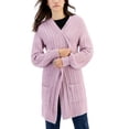thumbnail image 1 of Juniors' Eyelash Ribbed Open-Front Cardigan Dusty Lilac XL, 1 of 1