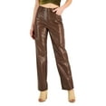 thumbnail image 1 of Juniors' Faux-Leather High-Rise Wide-Leg Jeans Brown 5, 1 of 1