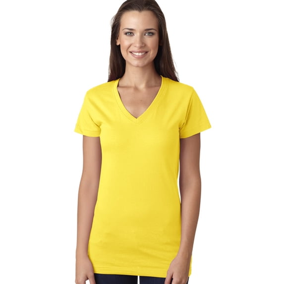 Juniors' Fine Jersey V-Neck Longer Length T-Shirt