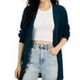 thumbnail image 1 of Hooked Up by IOT Womens Fisherman Knit Cardigan Sweater, Blue, Small, 1 of 1