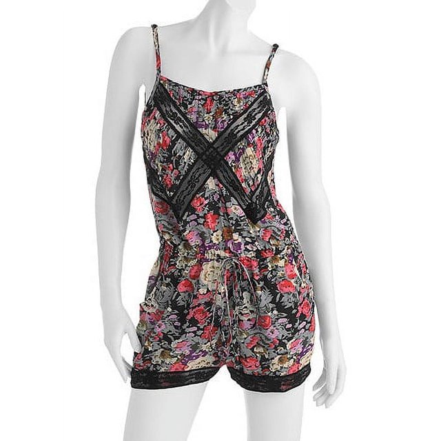 Juniors Floral Openback Woven Romper