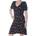 thumbnail image 1 of Juniors' Floral-Print Fit & Flare Dress Black Combo M, 1 of 3