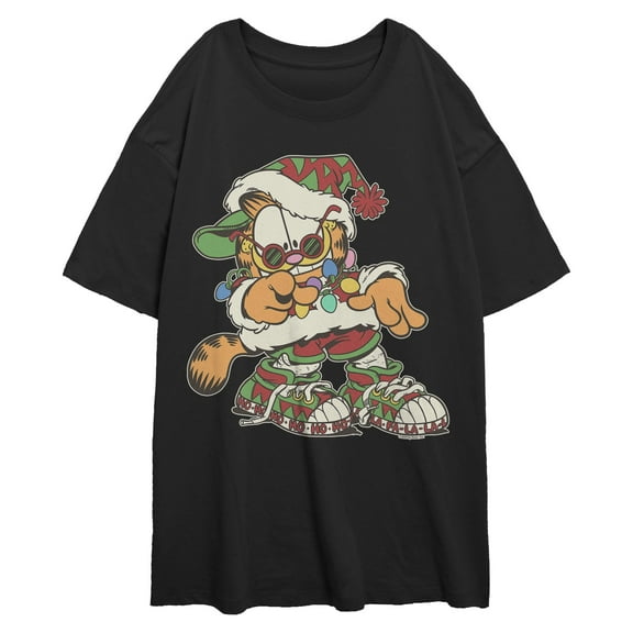 Juniors Garfield Christmas Funky Santa T Shirt