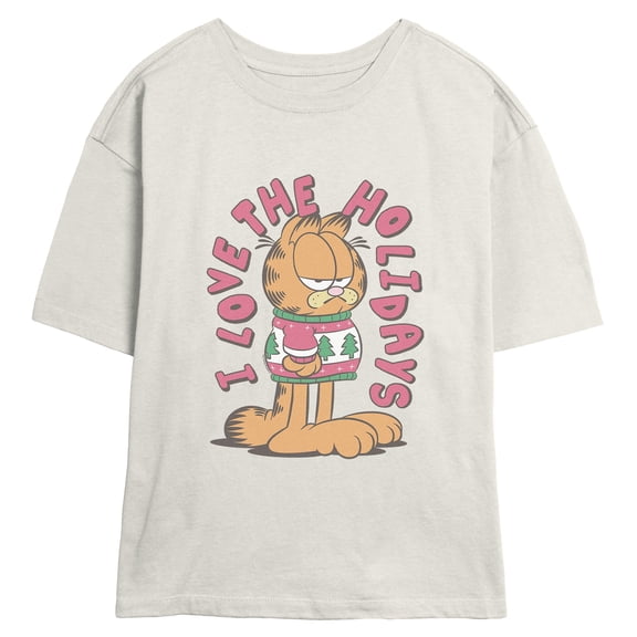 Juniors Garfield I Love The Holidays Ugly Sweater T Shirt