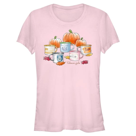 Juniors Gilmore Girls Stars Hollow Watercolor Mugs T Shirt