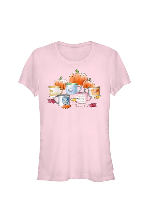 Juniors Gilmore Girls Stars Hollow Watercolor Mugs T Shirt