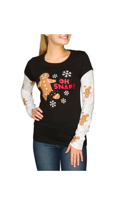 Juniors' "Ginger Snap" Graphic Twofer Longsleeve