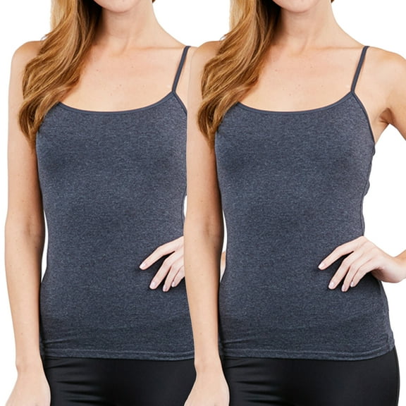 Juniors & Girls Basic Adjustable Spaghetti Strap Cropped Camisole Tank Top with Inner Shelf Bra