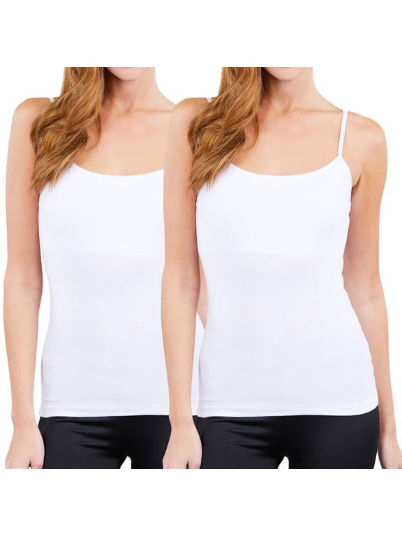 Juniors & Girls Basic Adjustable Spaghetti Strap Cropped Camisole Tank Top with Inner Shelf Bra