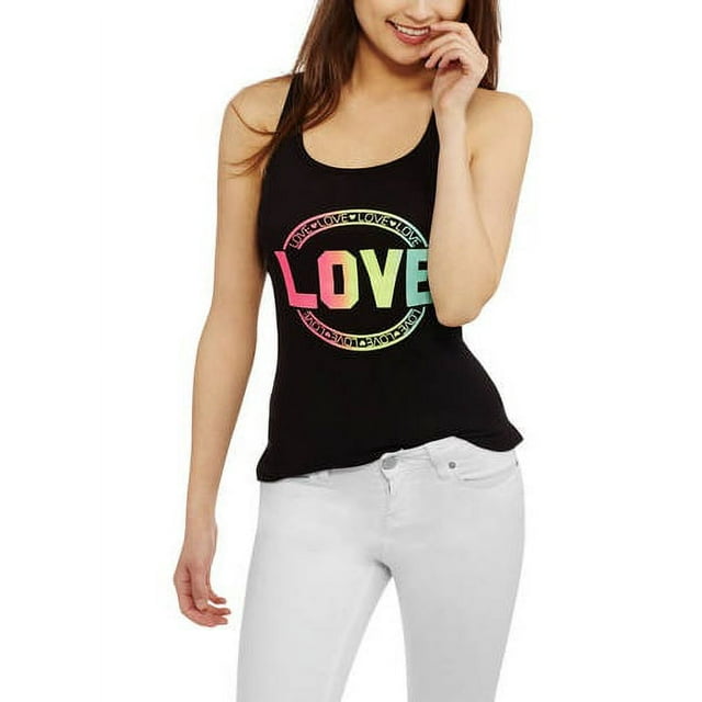 Juniors Graphic Racerback Ribbed Tank - Walmart.com