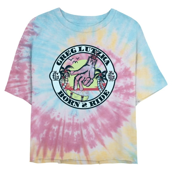 Juniors' Greg Lutzka Born 2 Ride Sign Cropped T-Shirt