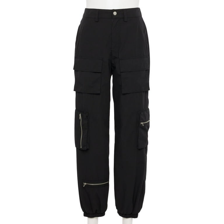 Juniors' Harper & Ivy Cargo Pants With Zipper Color: Black