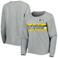 thumbnail image 1 of Juniors Heathered Gray Green Bay Packers All Striped Up Raglan Long Sleeve T-Shirt, 1 of 3