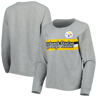 Pittsburgh Steelers Junk Food Women's Tri-Blend Raglan Striped Football  Pullover Sweatshirt - Cream/Black
