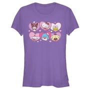 Juniors Hello Kitty Cute Hearts and Portraits T Shirt
