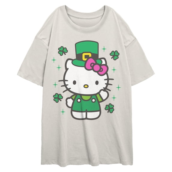 Juniors Hello Kitty Lucky Shamrock Kitty T Shirt