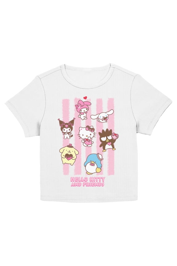 Juniors Hello Kitty Stripes and Friends T Shirt