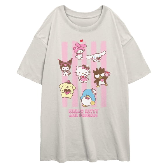 Juniors Hello Kitty Stripes and Friends T Shirt