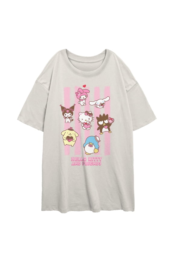 Juniors Hello Kitty Stripes and Friends T Shirt