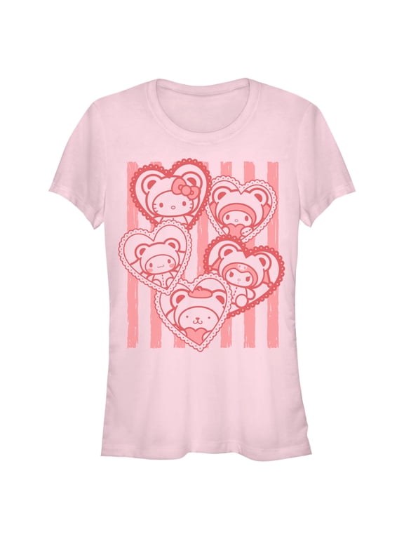 Juniors Hello Kitty Stripes and Heart Friends T Shirt