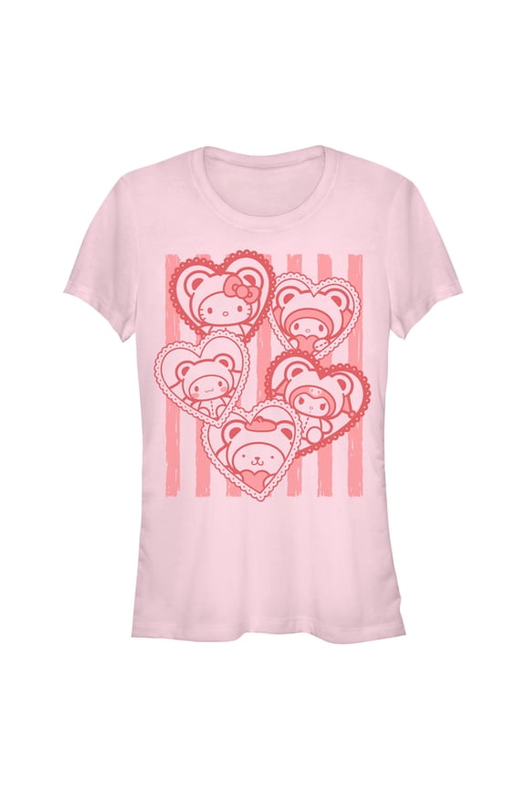 Juniors Hello Kitty Stripes and Heart Friends T Shirt