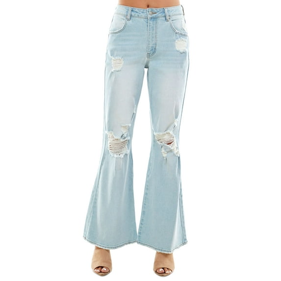 Juniors' High-Rise 90s Flare Jeans Light Wash 7