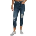 thumbnail image 1 of Juniors' High Rise Distressed Cropped Skinny Jeans Med Blue 1, 1 of 1