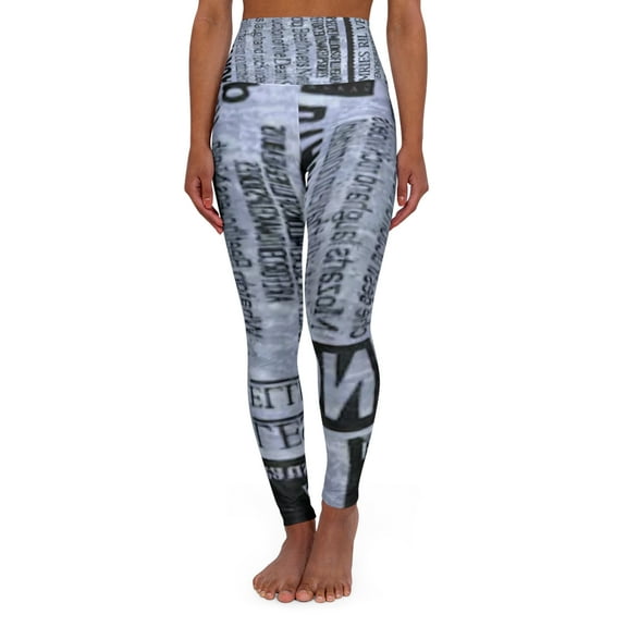 Juniors High Waisted Newspaper Yoga Leggings