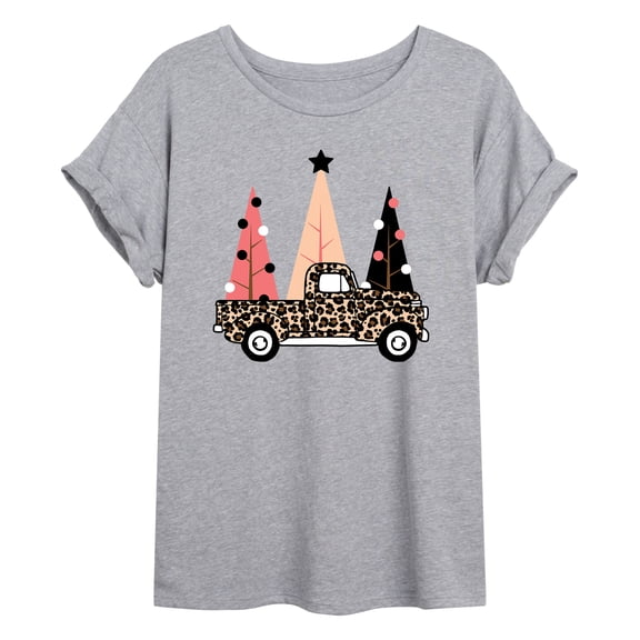 Instant Message - Cheetah Print Truck- Juniors Oversized Graphic T-shirt