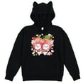 thumbnail image 1 of MiMi & Neko Mimi and Neko on Pink hood with fruits and flowers on Black Adult Cat Hoodie-Medium, 1 of 3