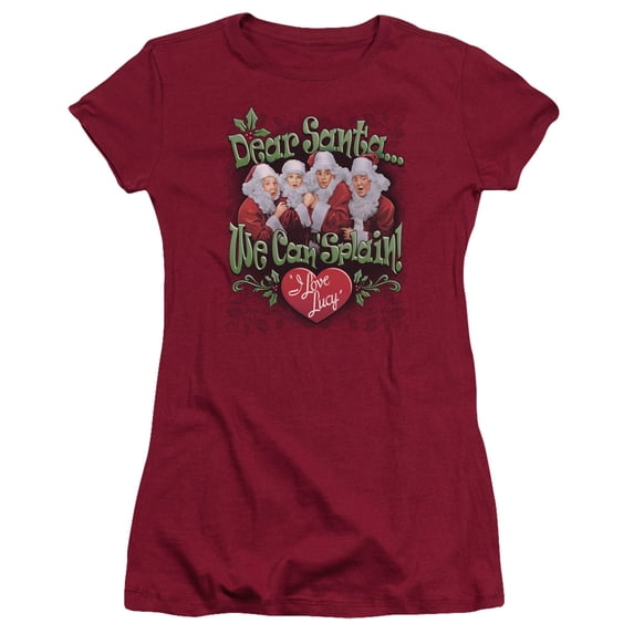 Juniors: I Love Lucy - Dear Santa Apparel Womens T-Shirts - Red