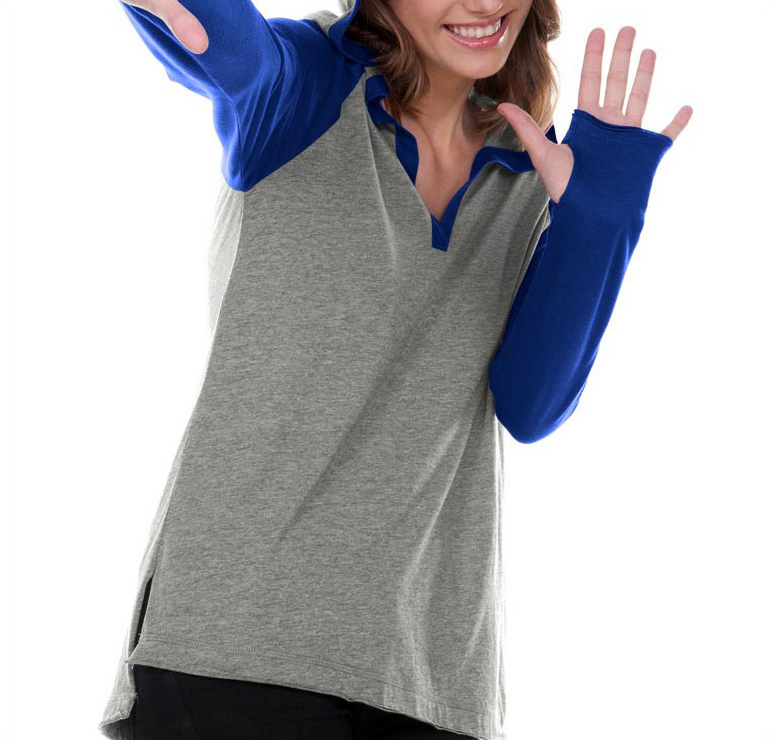 Juniors Jersey V-Neck Raglan Long Sleeve Hoodie, Style JJP0632 - image 1 of 2