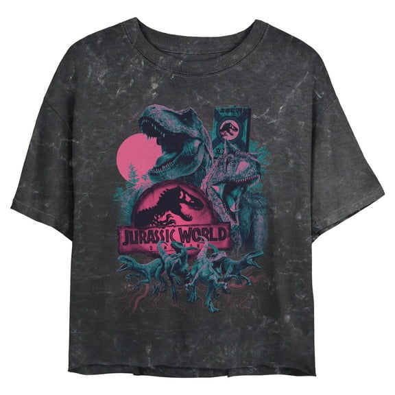 Juniors Jurassic World Colorful Dinosaur Art T Shirt