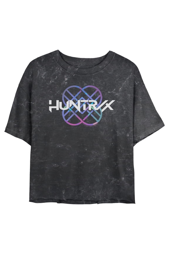 Juniors KPop Demon Hunters Colorful Holographic Logo Cropped T-Shirt