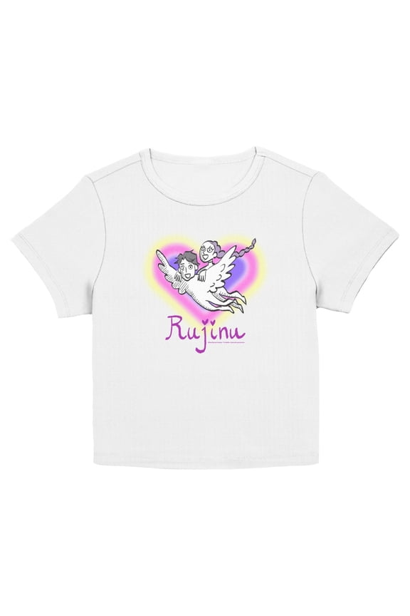 Juniors KPop Demon Hunters Fan Art Rujinu Pink Heart T Shirt