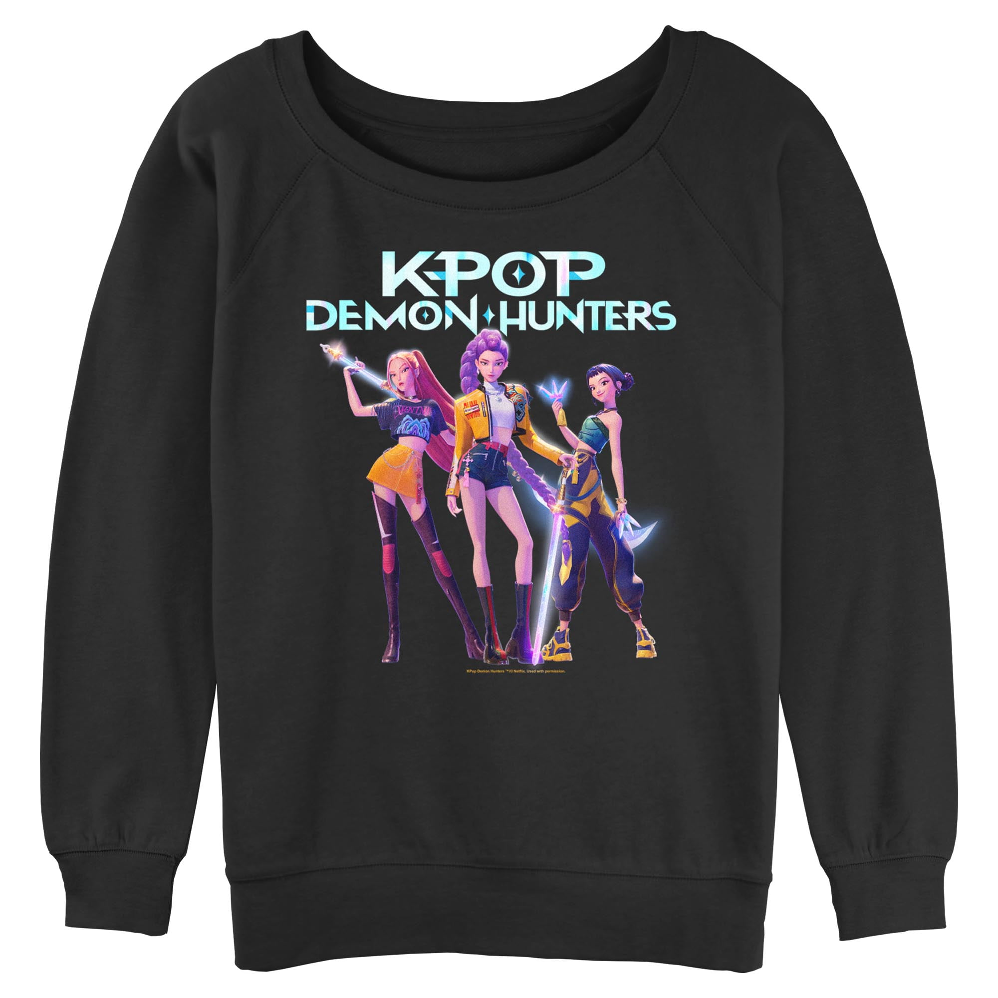 Juniors KPop Demon Hunters Girls Group Shot Sweatshirt
