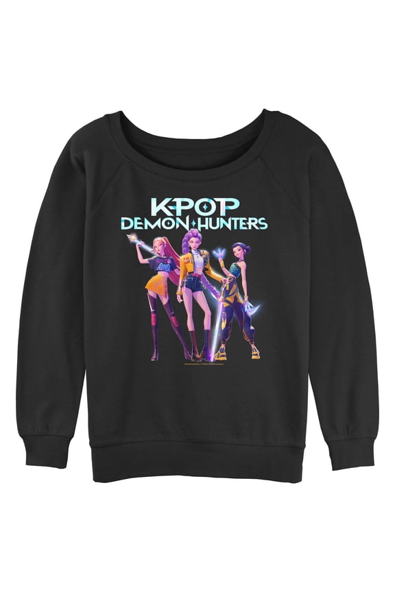 Juniors KPop Demon Hunters Girls Group Shot Sweatshirt