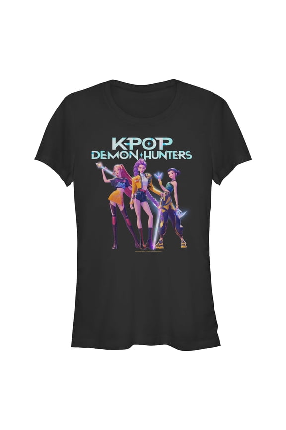 Juniors KPop Demon Hunters Girls Group Shot T Shirt