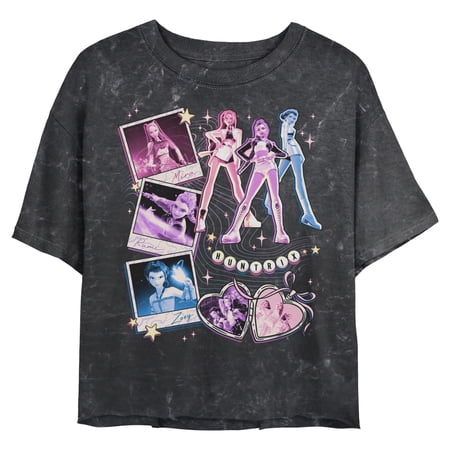Juniors KPop Demon Hunters Huntrix Colorful Collage Cropped T-Shirt