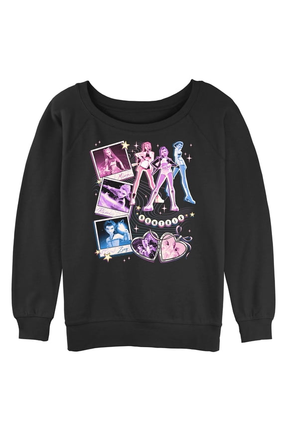 Juniors KPop Demon Hunters Huntrix Cute Instant Film Portrait Sweatshirt