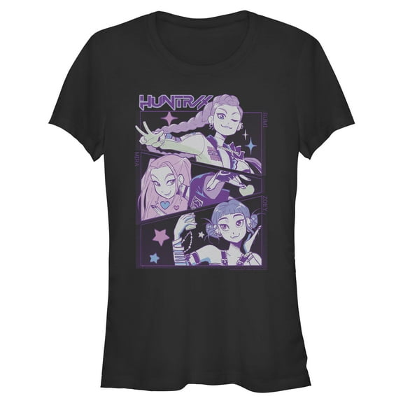 Juniors KPop Demon Hunters Huntrix Group Panels T Shirt