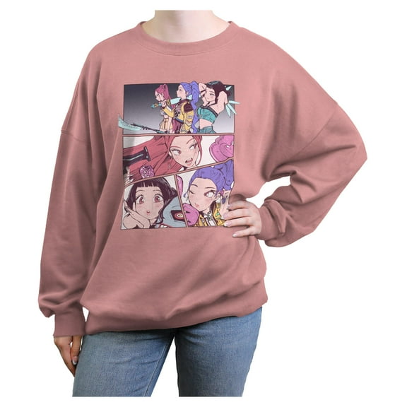Juniors KPop Demon Hunters Huntrix Superstars Manhwa Panels Sweatshirt